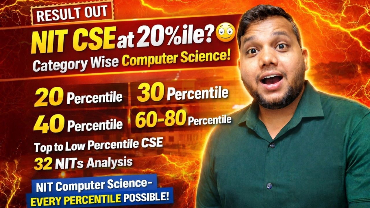 NIT CSE Cutoff 2026 EXPOSED 🔥 20%ile to 80%ile | GEN/OBC/SC/ST | NIT CSE at Low Percentile!