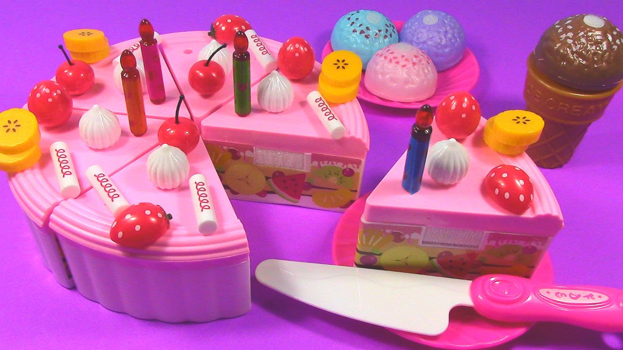 Toy Cutting Velcro Birthday Cake and Velcro Ice Cream Kitchen Playsets