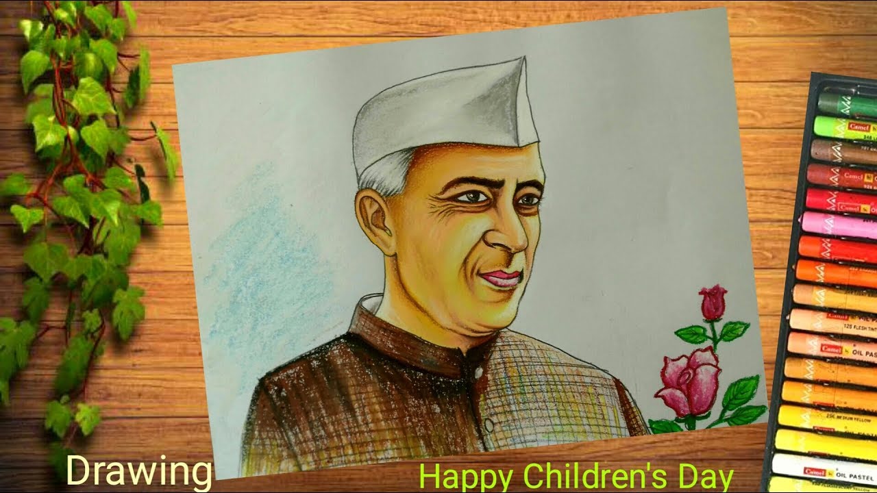 Jawaharlal nehru drawing ||happy children'ys day drawing competition