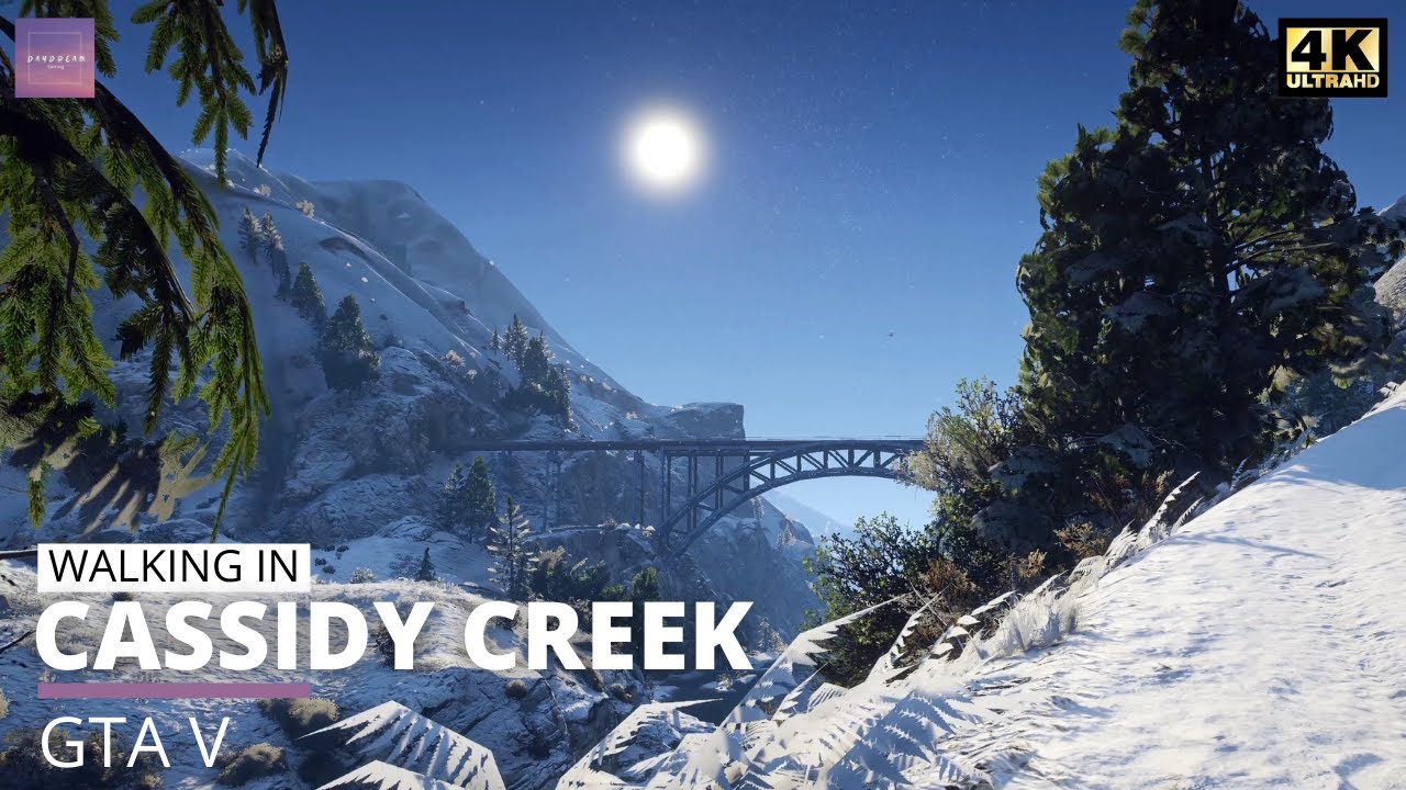Scenic Evening Snow Walk in GTA V - Cassidy Creek [ 4K Ultra - Natural Vision Evolved ]