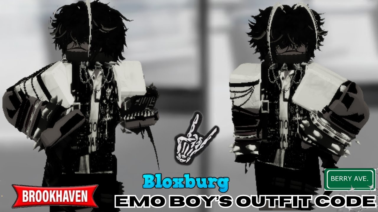 BROOKHAVEN 🏡 BLACK N WHITE EMO PUNK OUTFIT IDEAS FOR BOY'S 🥷🏻☠️