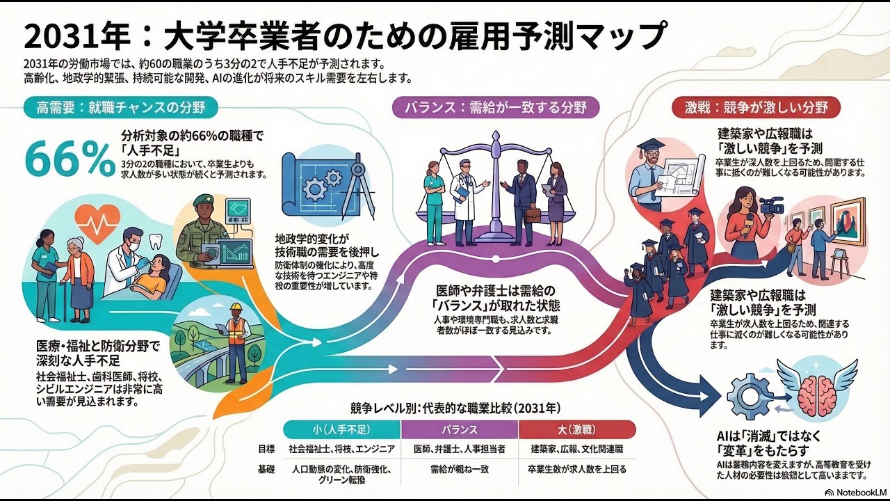 仕事の未来：2031年大卒者就職予測　 5年後の大卒専門職のジョブマーケット予測　by SACO (スウェーデン大卒専門職組合)　2026−03−16