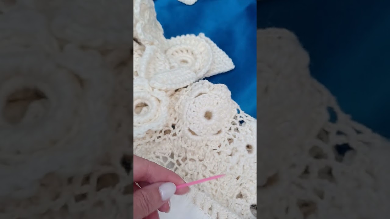 Croché irlandês #crochéfeito à mão. # casaco com aplicações  pele # 