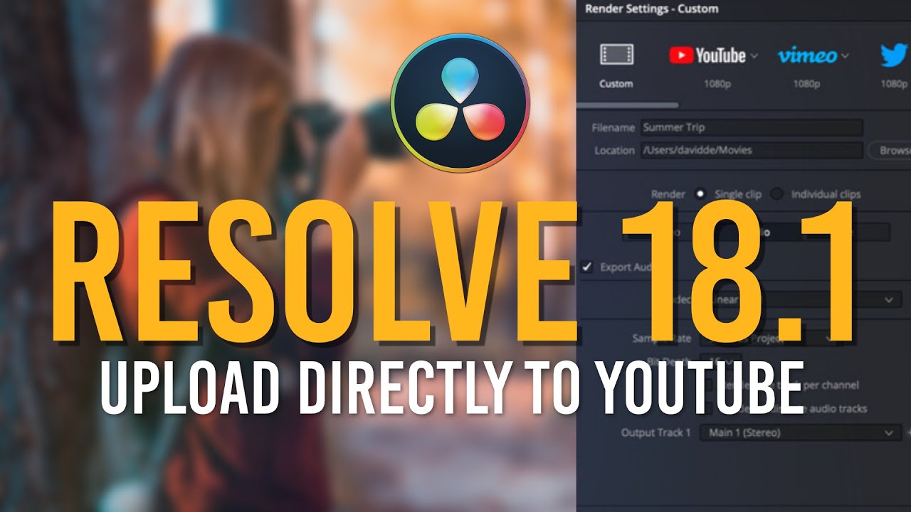 Загрузить напрямую на YouTube из Davinci Resolve