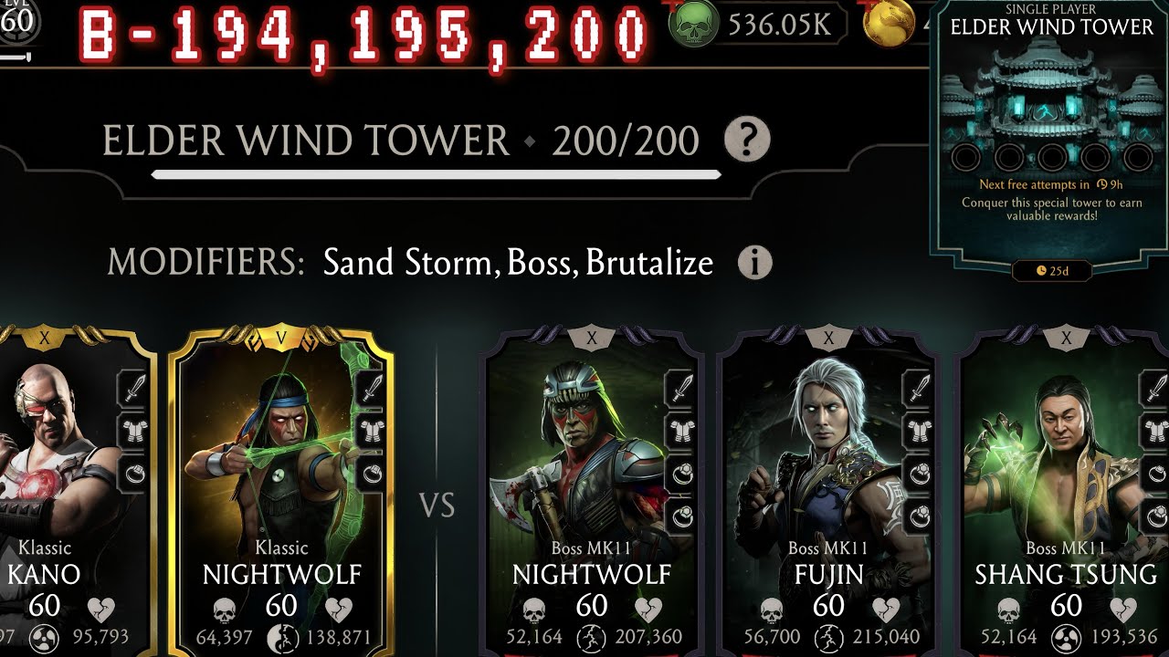 Elder Wind Tower Final Bosses Battle 200 Fight + Rewards | Mortal Kombat Mobile
