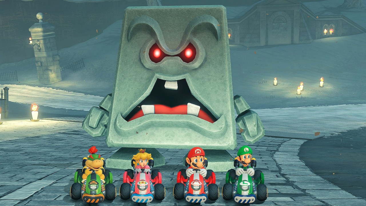 Mario Kart World - All Character get Squashed by Whomp [4K]