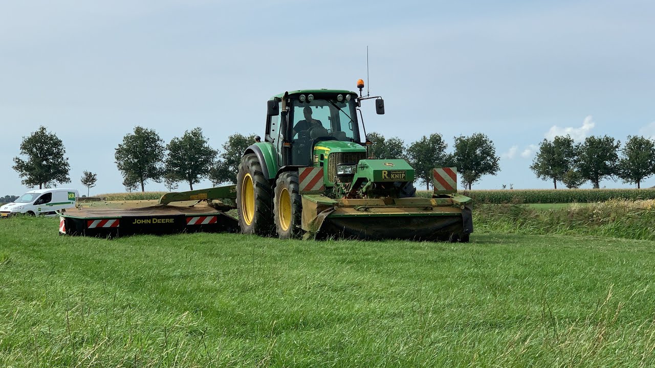 John Deere 6430 mowing JD 331 & 228a