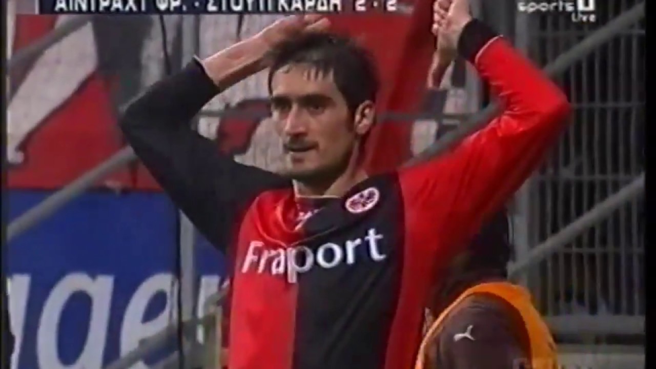 NIKOS  LYMPEROPOULOS scores 2 goals for EINTRACHT FRANKFURT vs STUTTGART