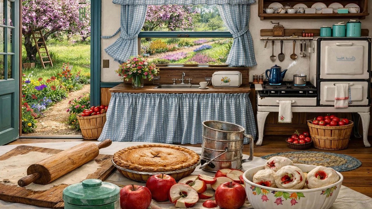 Spring Morning Kitchen Baking | Gentle Oven Sounds, Birds Singing & Natural Ambience