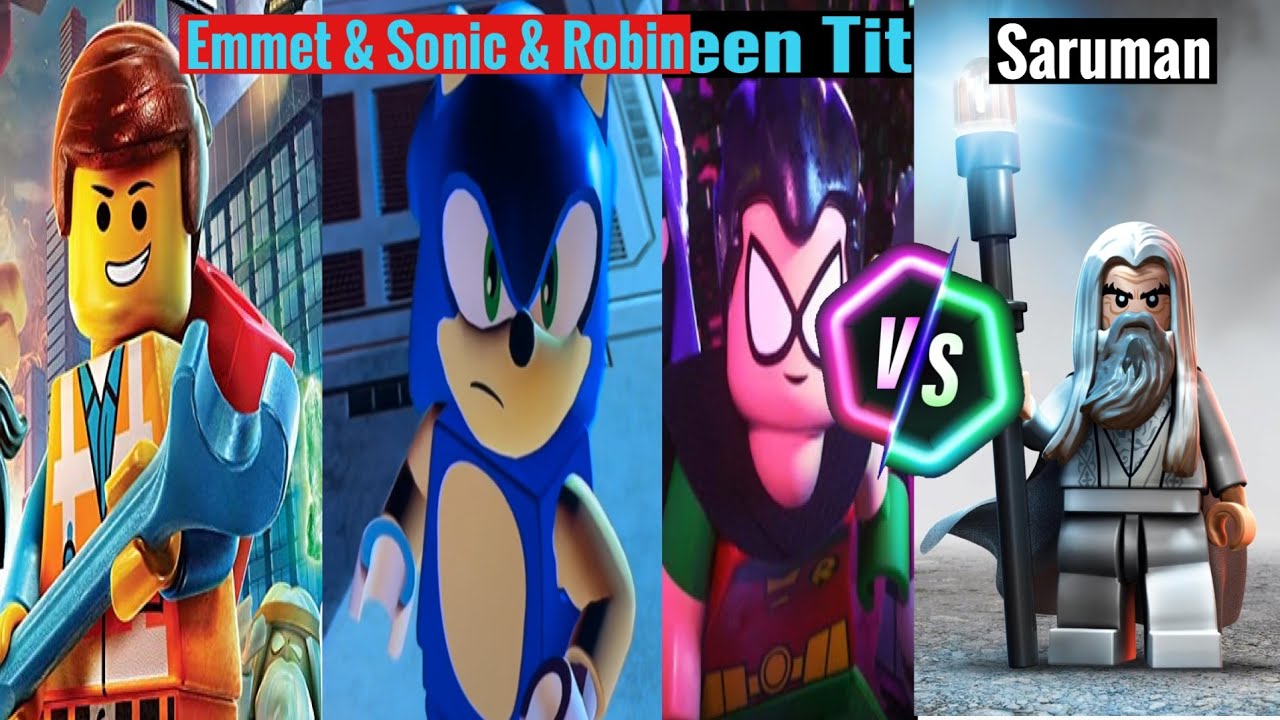 Lego Dimensions - Emmet & Sonic & Robin Vs Saruman