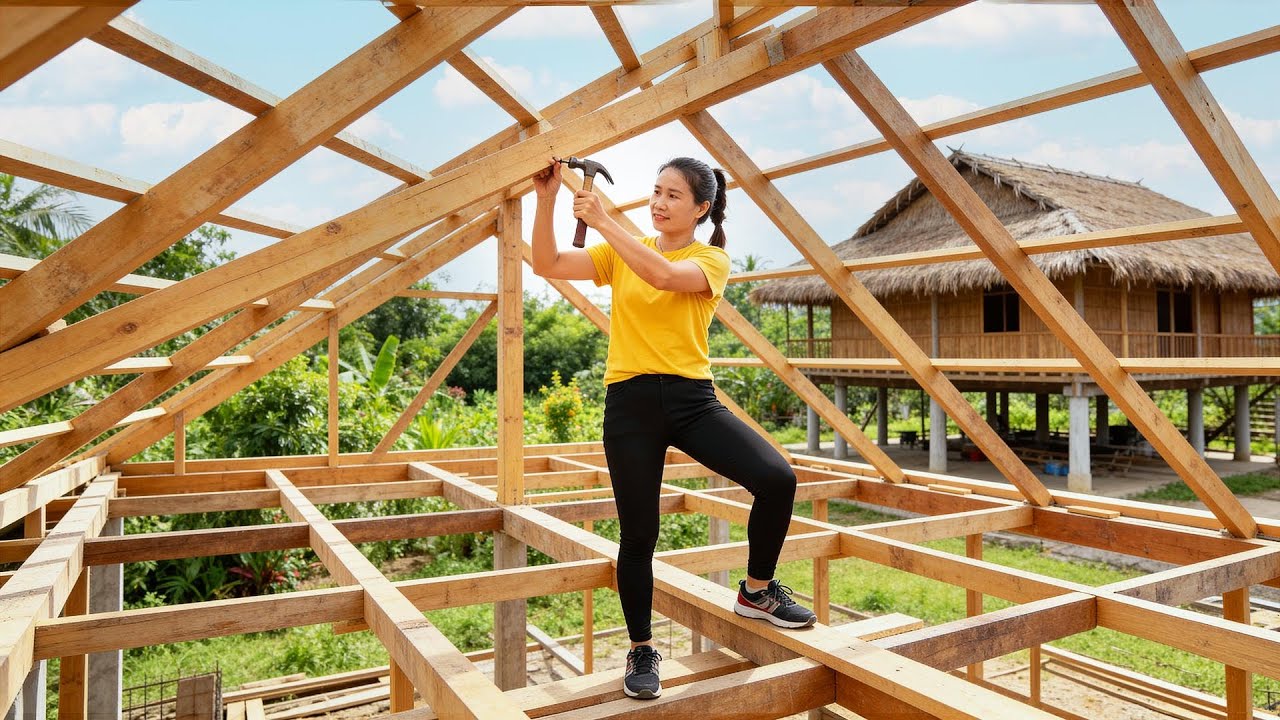 Timelapse – Building Wooden Log Cabin & How to Paint Wood | DIY Cabin Build