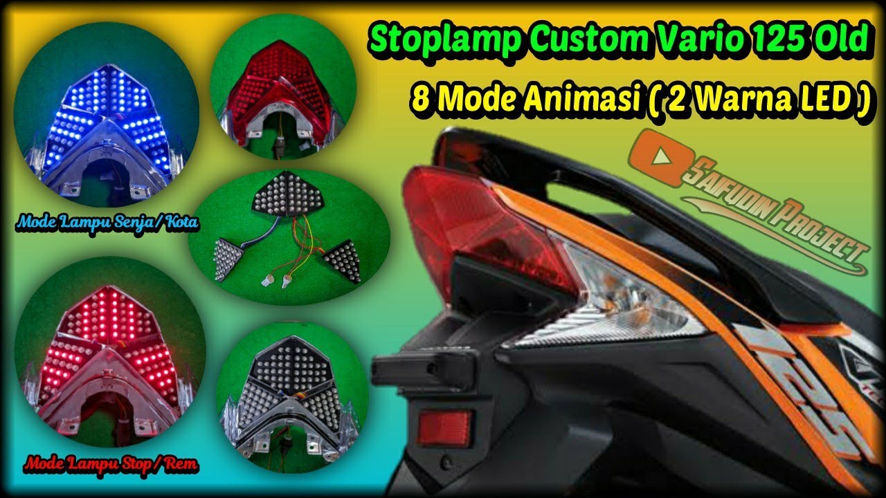Lampu Rem Custom Vario 125 Old Full LED 8 Mode - Animasi - Stoplamp Running 2 Warna
