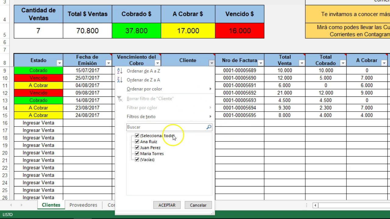Excel Cuentas Corrientes