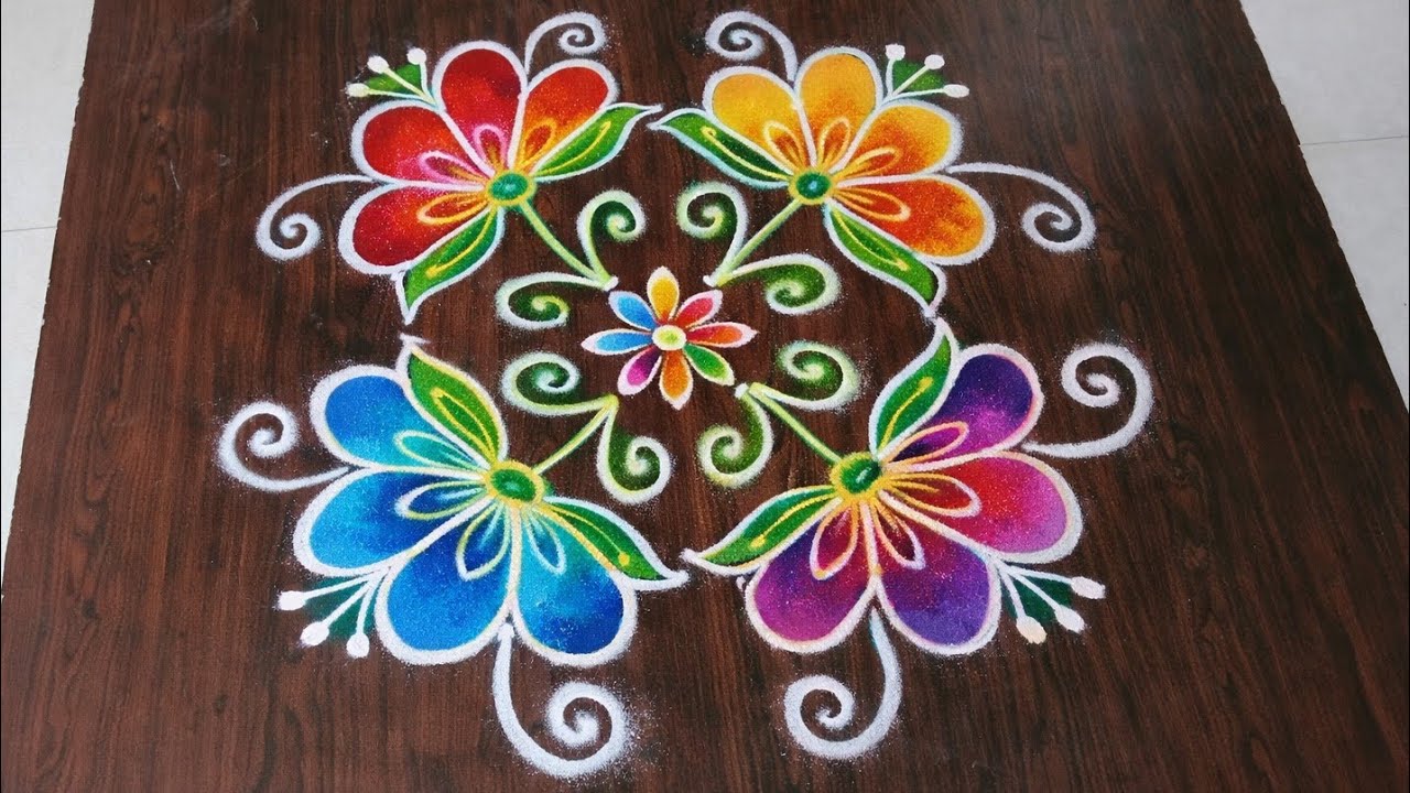 Monday muggulu 🌺బ్యూటిఫుల్ ఫ్లవర్ రంగోలి 🌺 daily రోటీన్ రంగోలి design🌺6*6 డాట్స్ ముగ్గు 🌺