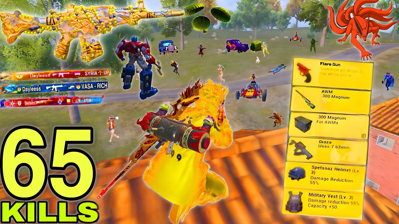 65 KILLS!😍 NEW MODE BEST LOOT GAMEPLAY with UZUMAKI NARUTO SET🔥 PUBG Mobile - BGMI