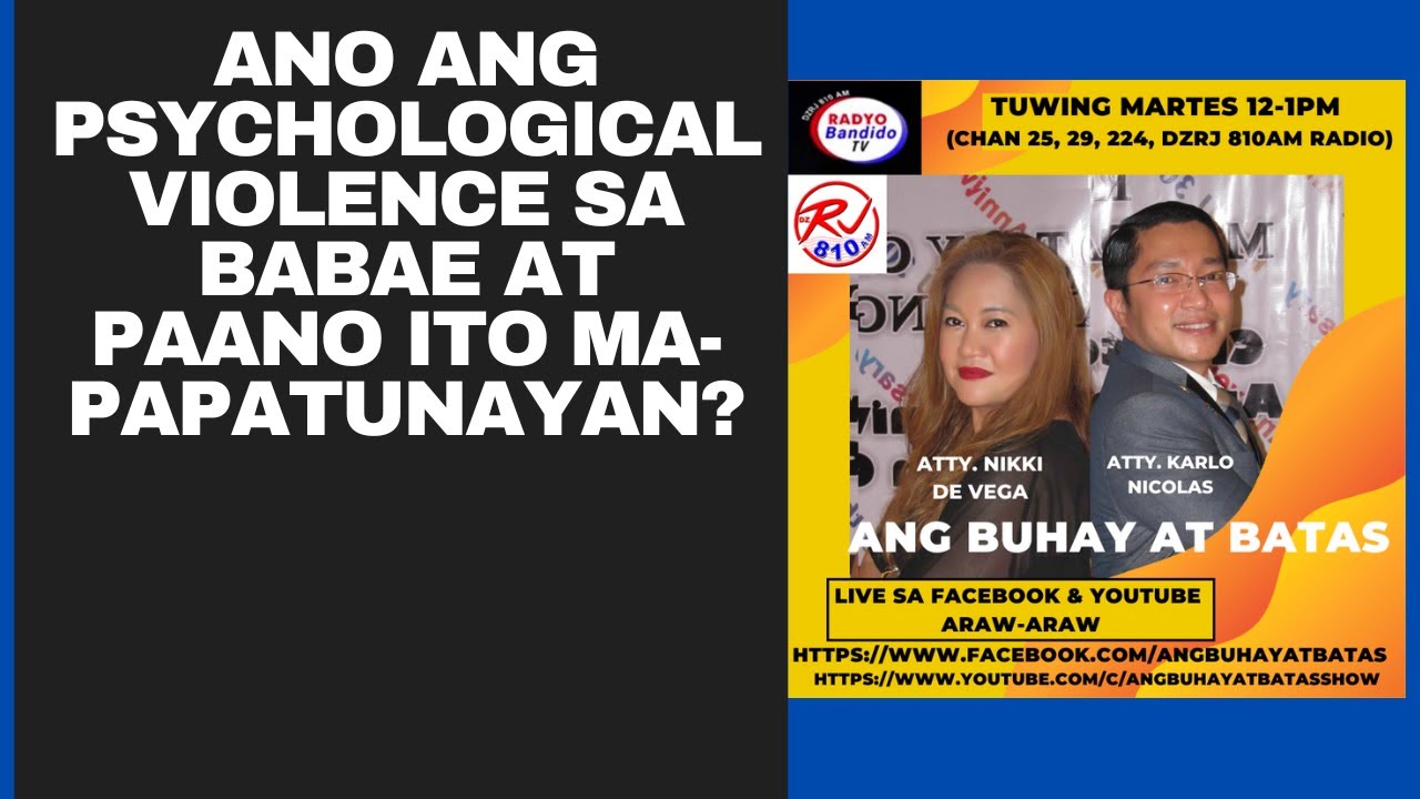 ANO ANG PSYCHOLOGICAL VIOLENCE SA BABAE AT PAANO ITO MAPAPATUNAYAN?