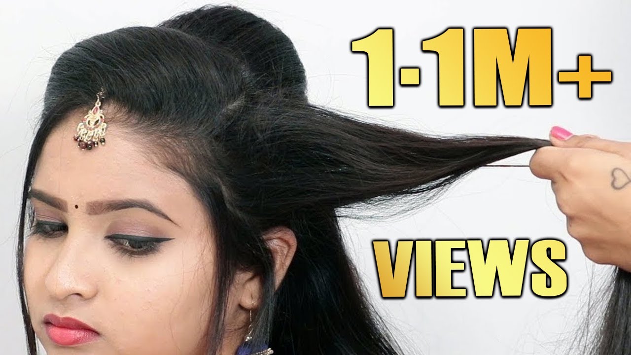 Easy hairstyle for saree look | easy hairstyle for party | hair style girl | new hairstyle
