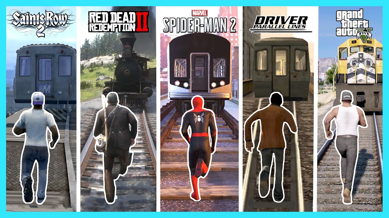 RUN OVER BY TRAIN in 18 Open-World Games! (GTA, Red Dead, Cyberpunk 2077 etc.)