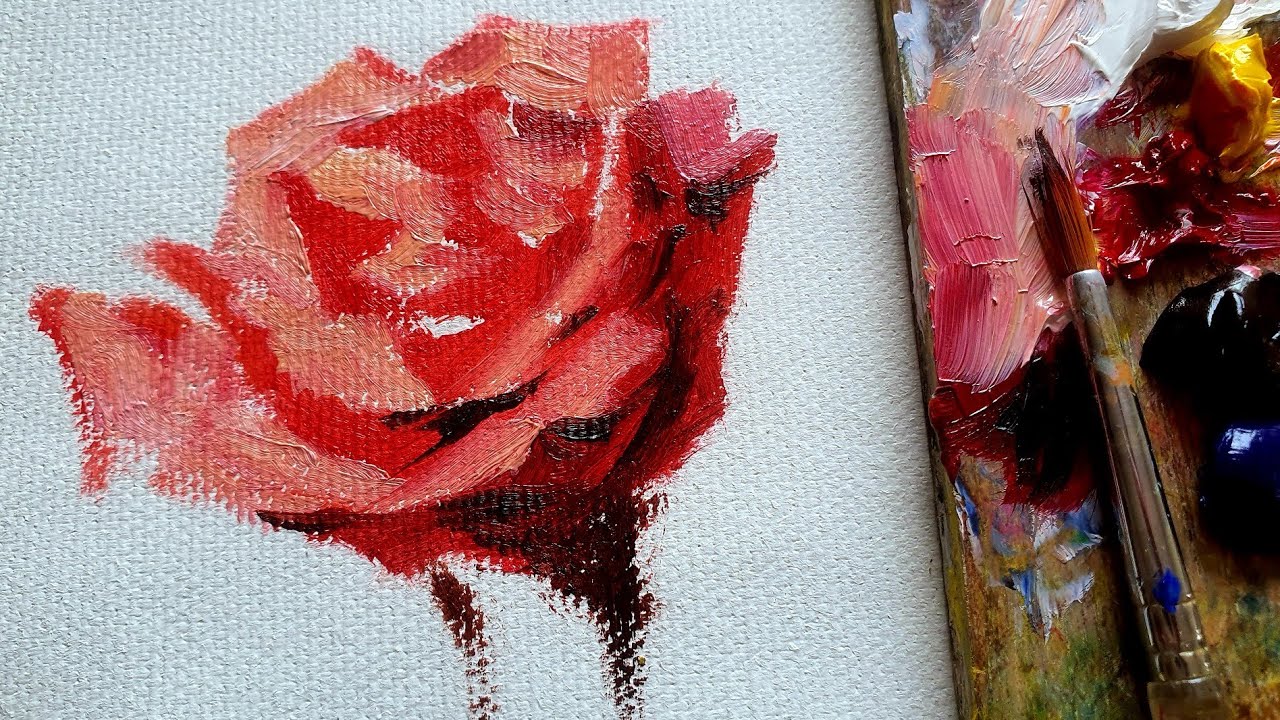 Simple way to Paint a Pink rose 1, Detailed Guide: Daily Oil Painting