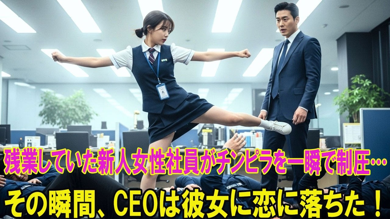 【感動する話】残業していた新人女性社員が、乱入してきたチンピラたちを制圧！その瞬間、CEOは彼女に深く惹かれてしまった。