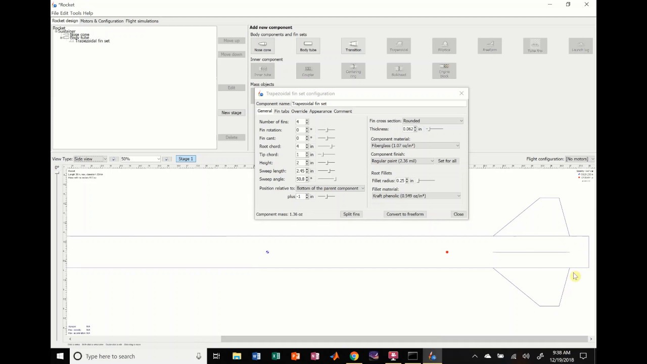 OpenRocket Single Stage Single Deploy Large