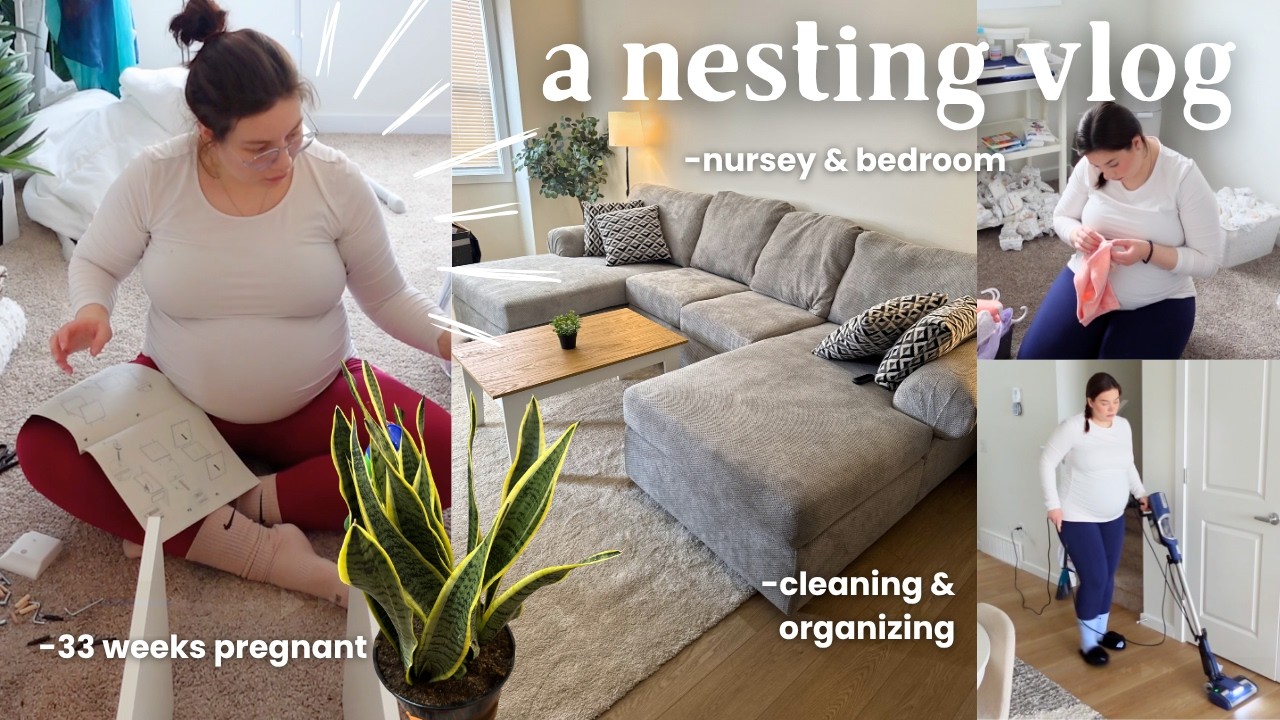 MOVING & NESTING VLOG 🧺 PT. 1 | 32 weeks pregnant, organizing, decorating, cleaning, IKEA