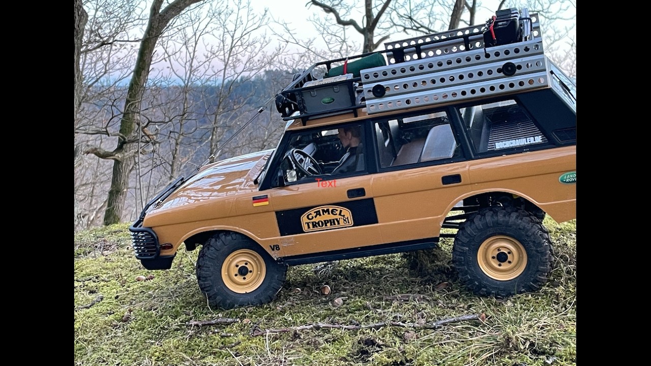 Fahreindrücke FMS FCX10 Range Rover Camel Trophy, rock crawling, hill descending, drag brake...