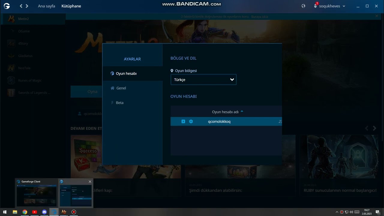 Gameforge Metin2 Oyun hesabı kısmı oyuncu hesabı ekleme yeri sorunu