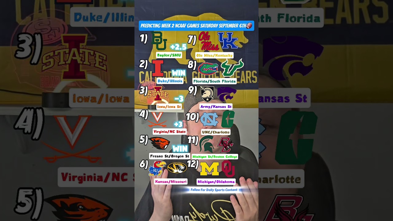 College Football Predictions Week 2 Saturday September 6th #collegefootball #ncaaf