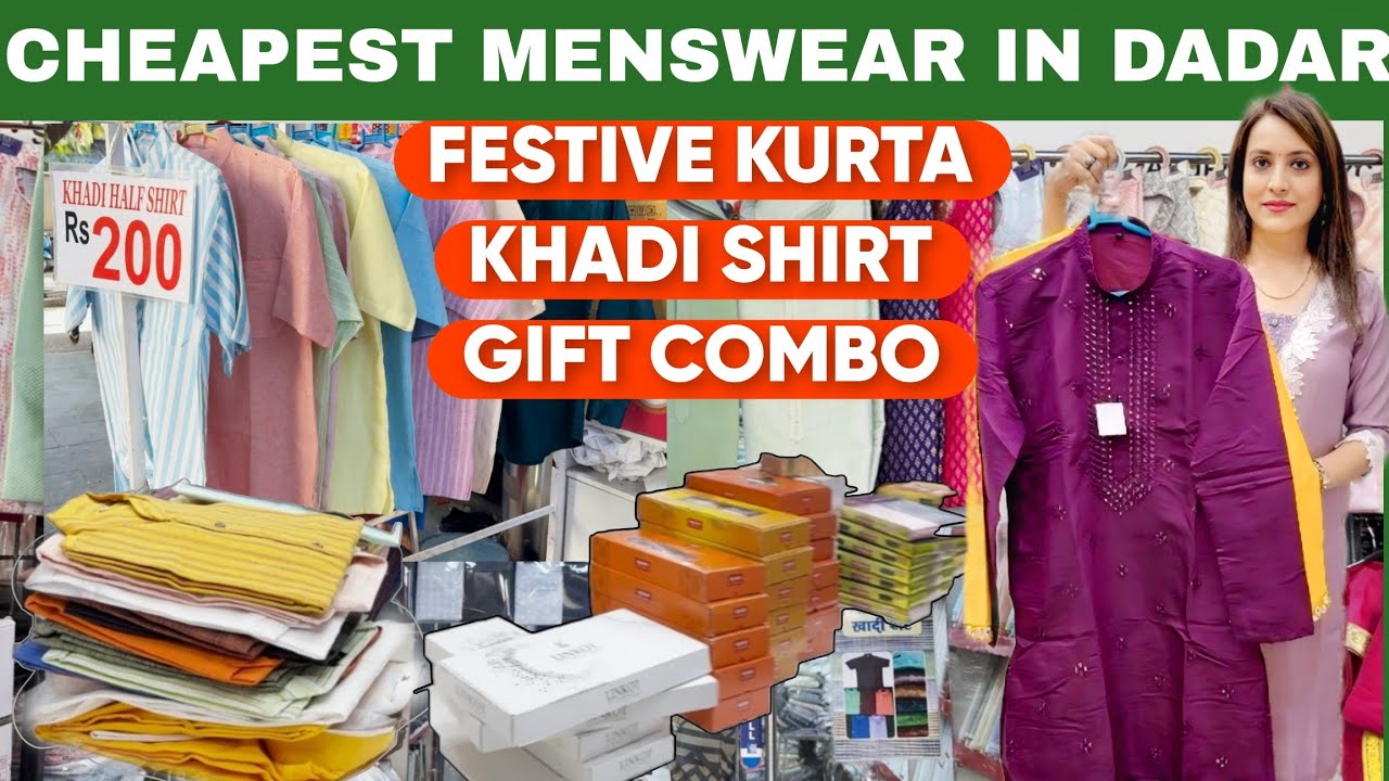 दादर मार्केट Men’s Cotton & Khadi Kurtas from ₹130 Budget Festive, Wedding Shopping Traditional Wear