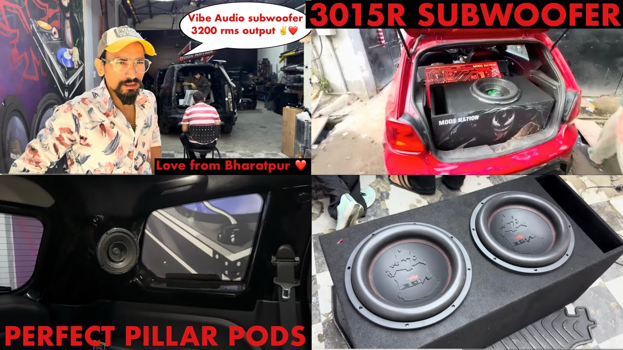 VIBE AUDIO SUBWOOFER 3200 RMS INSTALLED IN SCORPIO N ! DEAF BONCE 3015R SUBWOOFER IN POLO ! 