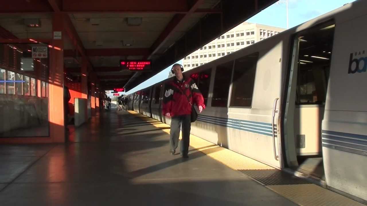 SF/SFO Airport/Millbrae Train Arriving at Walnut Creek BART (HD)