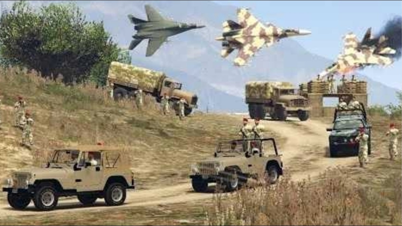 Israeli Military Oil supply Convoy Destroyed by Irani Fighter jets, Drones &War Helicopter in GTA-V