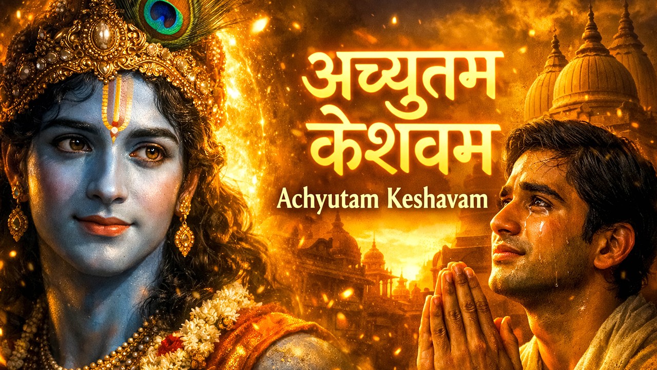 Achyutham Keshavam Krishna Damodaram 🙏 | Superhit Krishna Bhajan | Peaceful Devotional Song