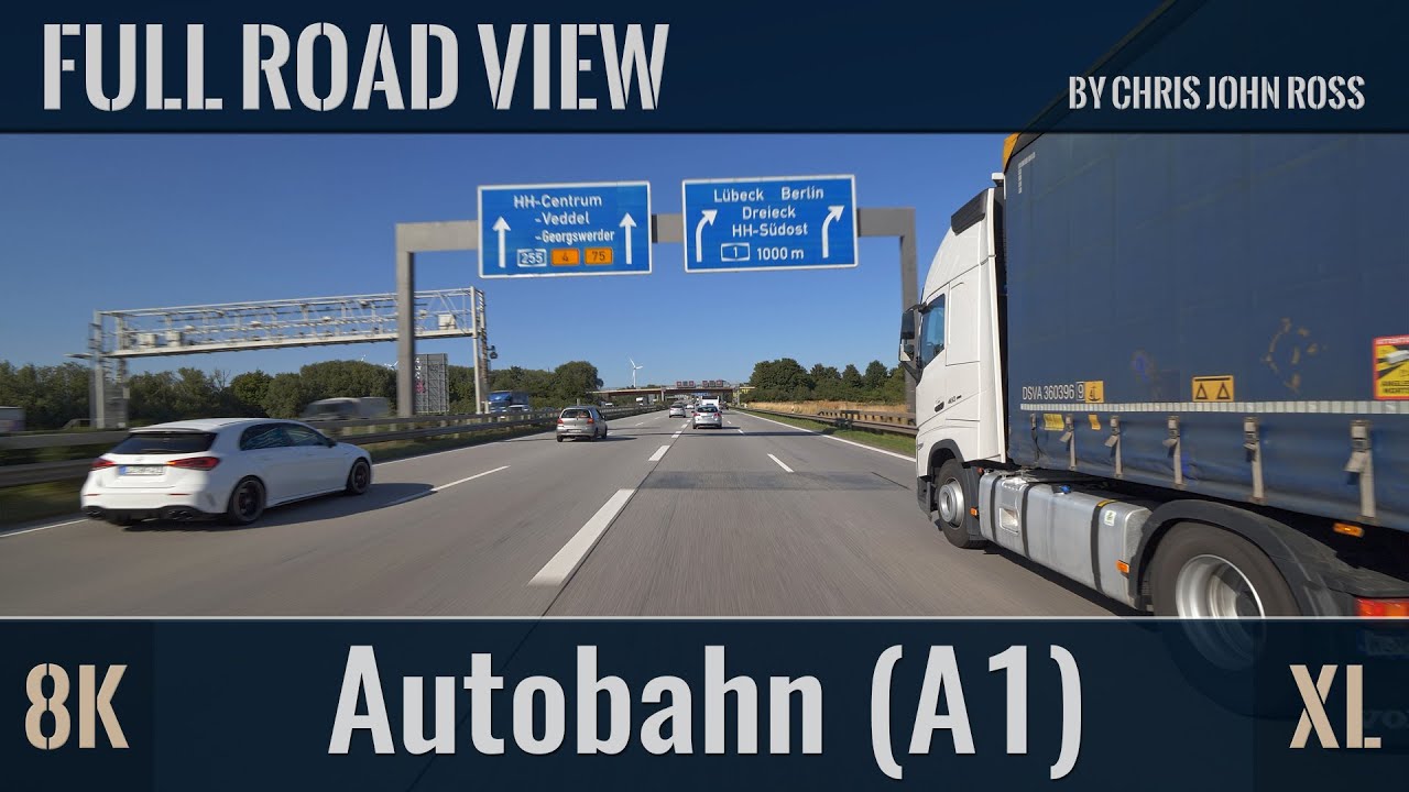 Autobahn (A1), Germany: Bremen - Hamburg - 8K (4320p/60p) Ultra HD - XL-Video