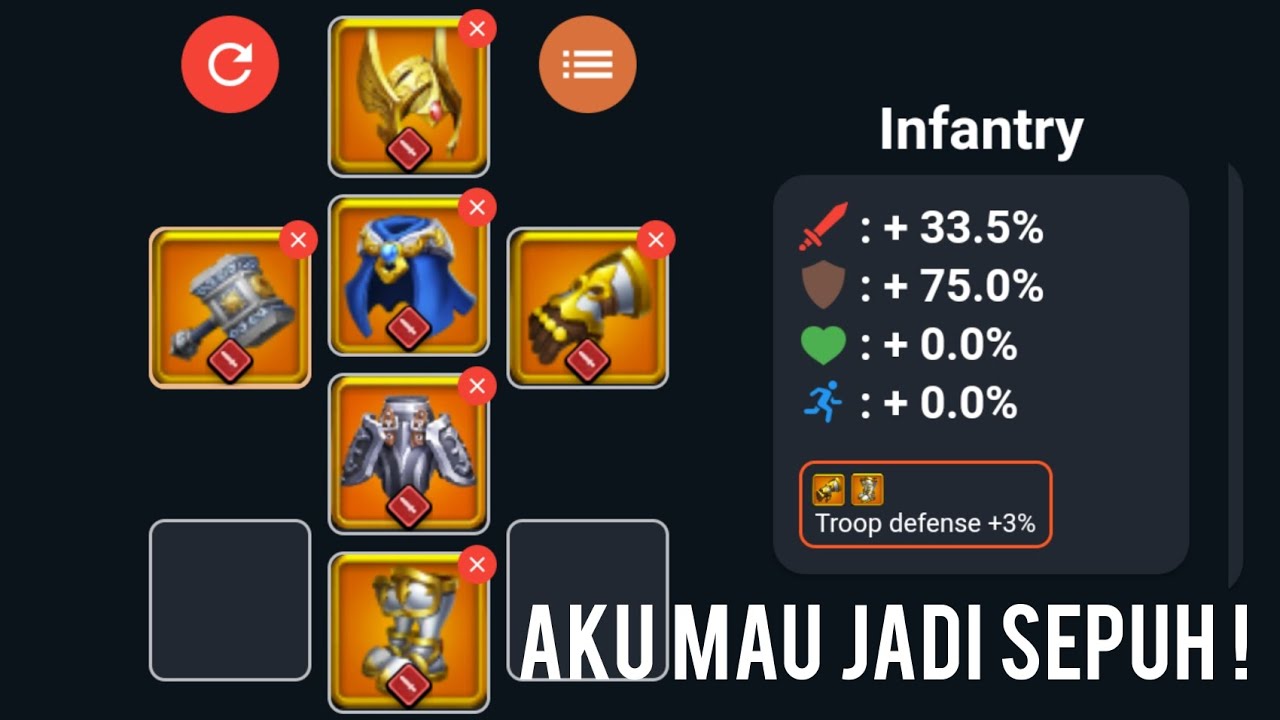 Rekomendasi build-up equipment INFANTRY TERBAIK dari CUPU menjadi SUHU di Rise of Kingdoms 🥶