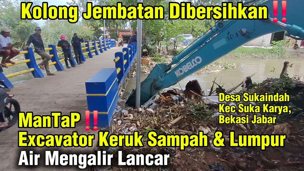 Kolong Jembatan Dibersihkan‼️Excavator Keruk Sampah & Lumpur Air Mengalir Deras #dedimulyadi #kdm