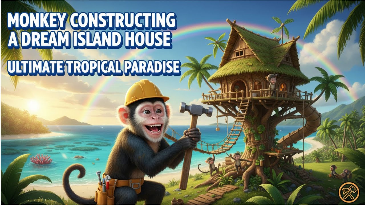 Monkey Constructing a Dream Island House: Ultimate Tropical Paradise I Monkey Builder