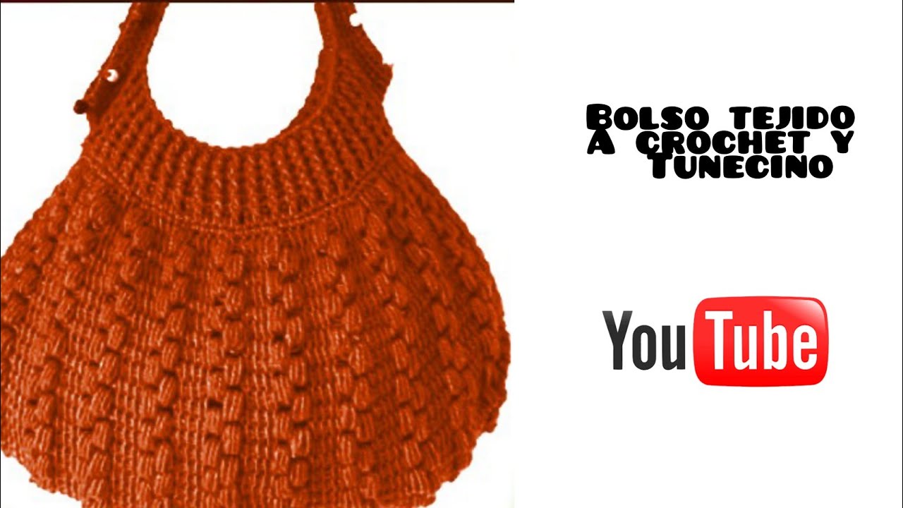 Bolso tejido en crochet y tunecino Tunesische gewebte Tasche