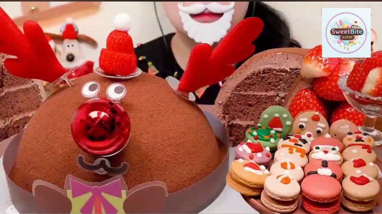Christmas Dessert ASMR 🎄🎂 Reindeer Cake, Macarons & Strawberries | Pure Sweet Sounds