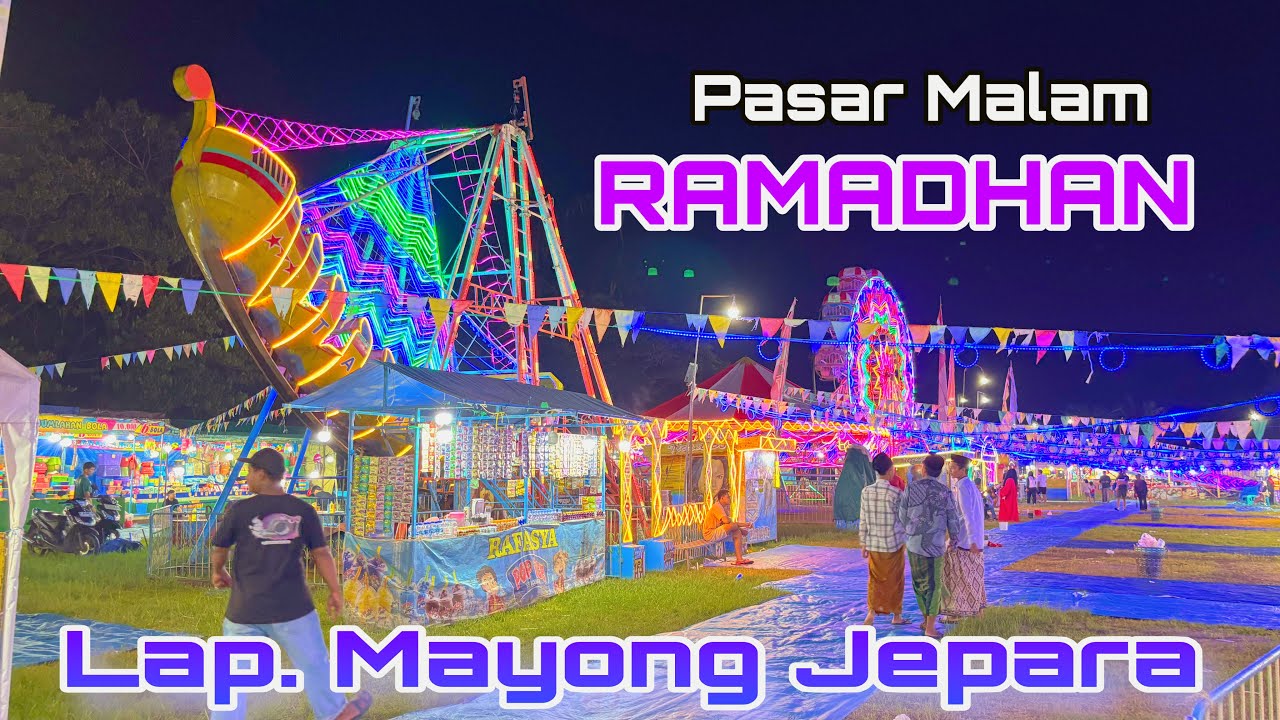 Pasar malam ramadhan di Jepara mayong banyak permainan wahana Stand Kuliner