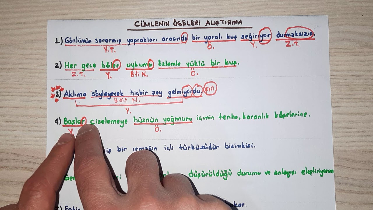CÜMLENİN ÖGELERİ ALIŞTIRMA