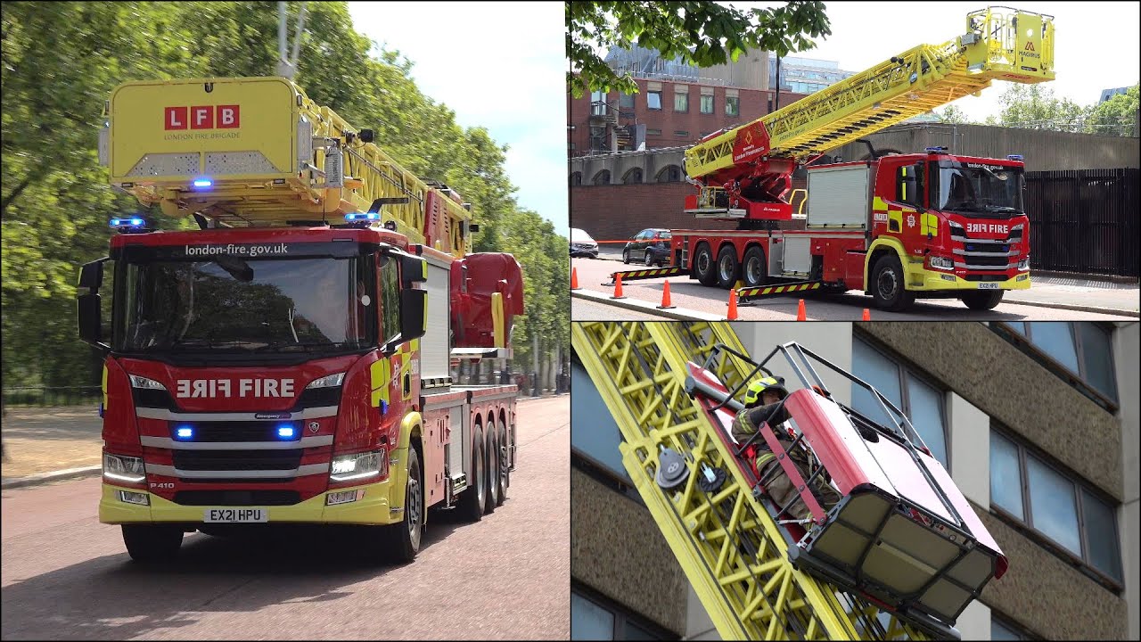 NEW Super Ladder Truck! London Fire Brigade 64m Turntable Ladder in Action