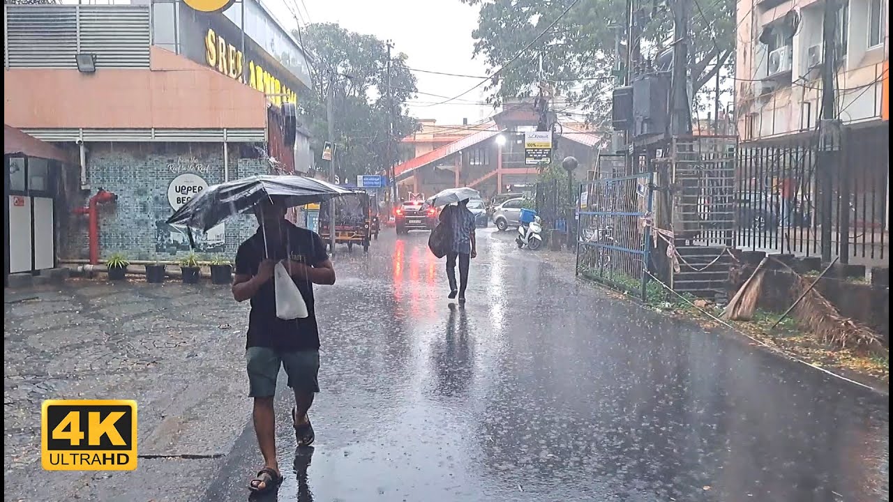 A Rainy Day Walk in Kochi | Relaxing walk in the Kerala rain to enjoy the soothing rain sounds