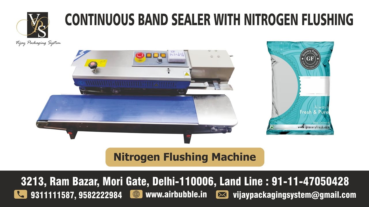 Nitrogen Flushing attachment with Continuous Band Sealer for Chips, Namkeen-Food Packaging