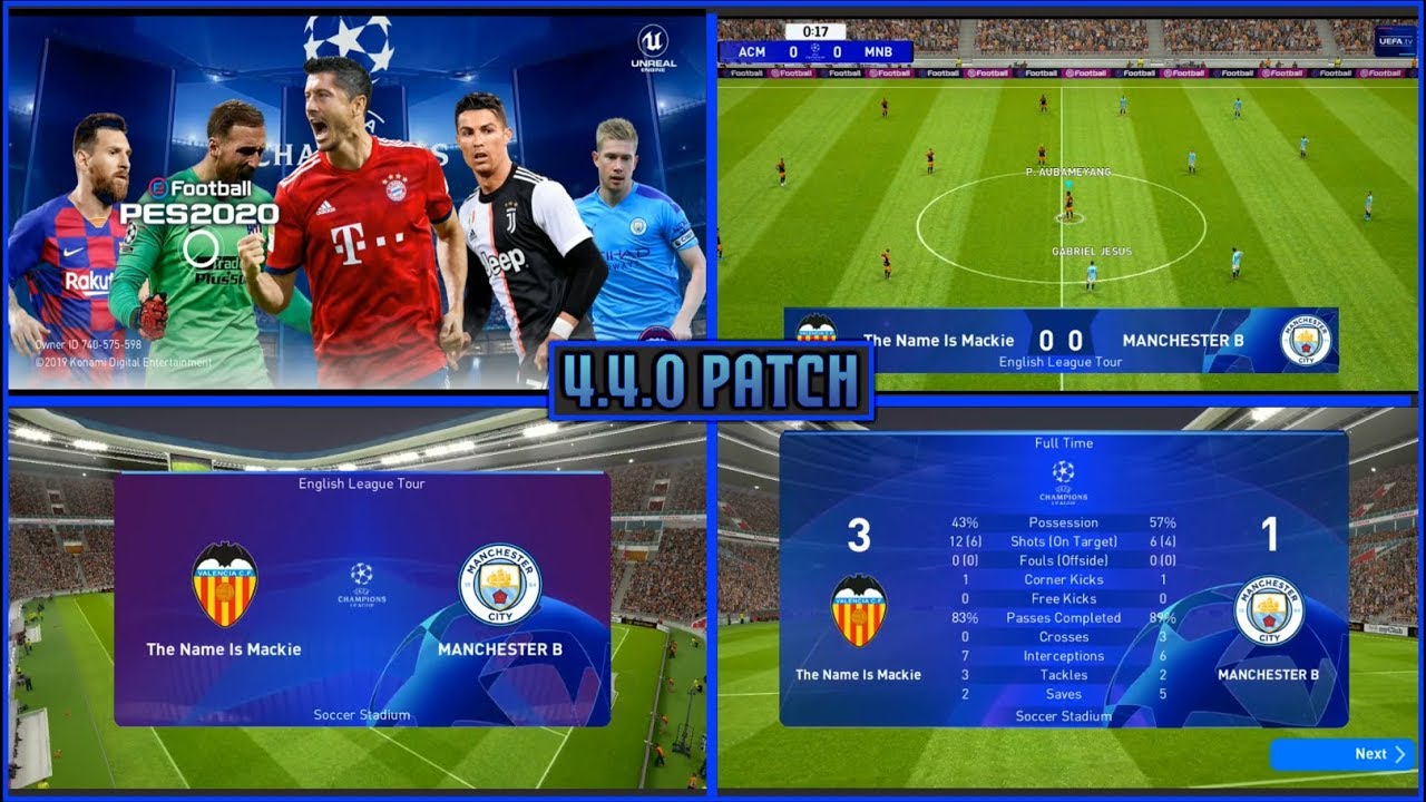 PES 20 MOBILE v4.4.0 UCL OBB PATCH &bull; UCL STARTSCREEN | SCOREBOARD | KITS