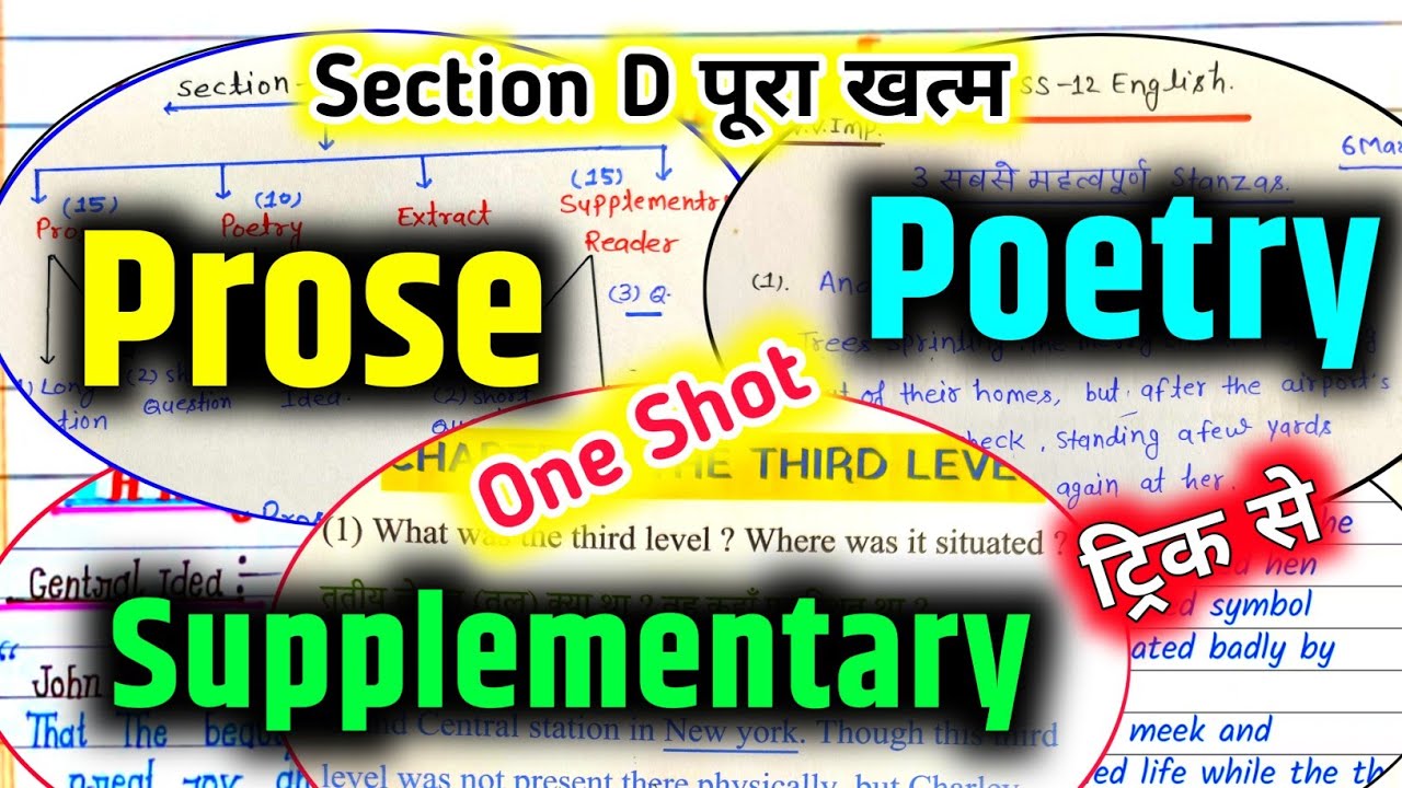 20 फरवरी 12th English section D के महत्वपूर्ण प्रश्न / prose, poetry, supplementary 🔥 एक वीडियो में