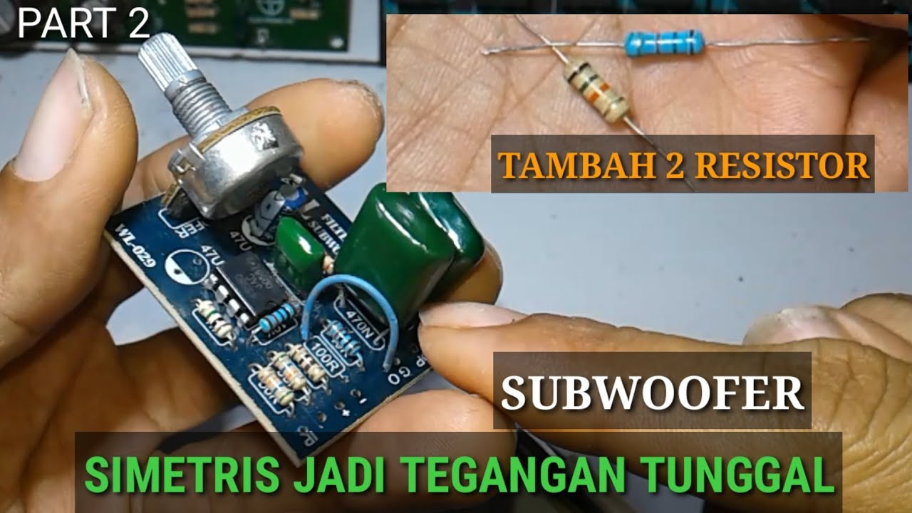 modif subwoofer simetris jadi tegangan tunggal dan tambah  input milar 104