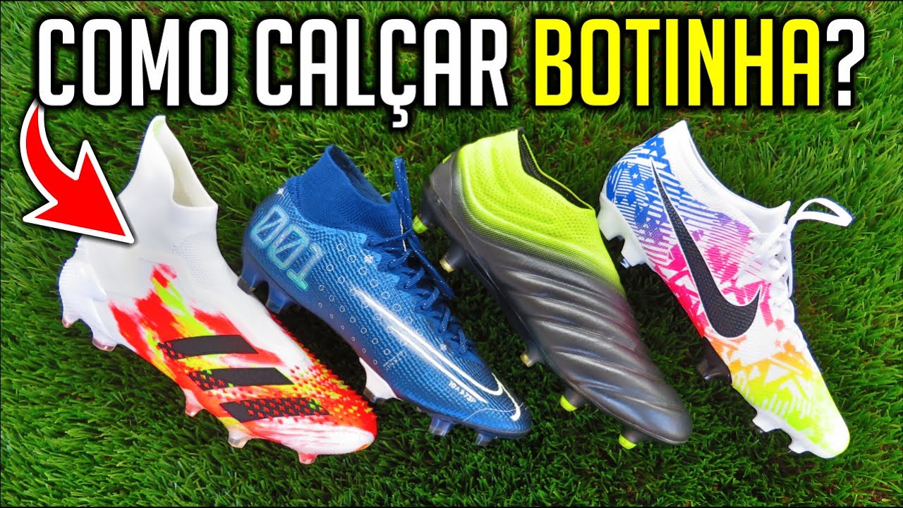 Como CALÇAR chuteira BOTINHA e chuteira SEM CADARÇOS?