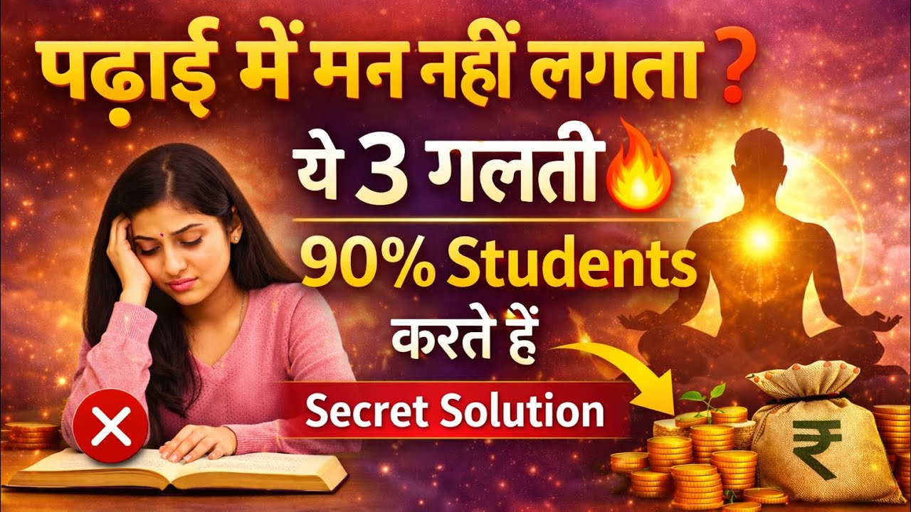 पढ़ाई में मन नहीं लगता? ये 3 गलती 90% Students करते हैं 🔥 Secret Solution #students #study